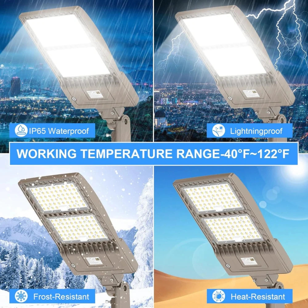 LED Parking Lot Light, 400W, 5000K, 56,879 Lumens, 277-480 VAC, Built-in Photocell, Slip Fitter Mount
