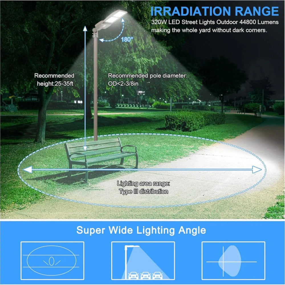 LED Parking Lot Light, 400W, 5000K, 56,879 Lumens, 277-480 VAC, Built-in Photocell, Slip Fitter Mount