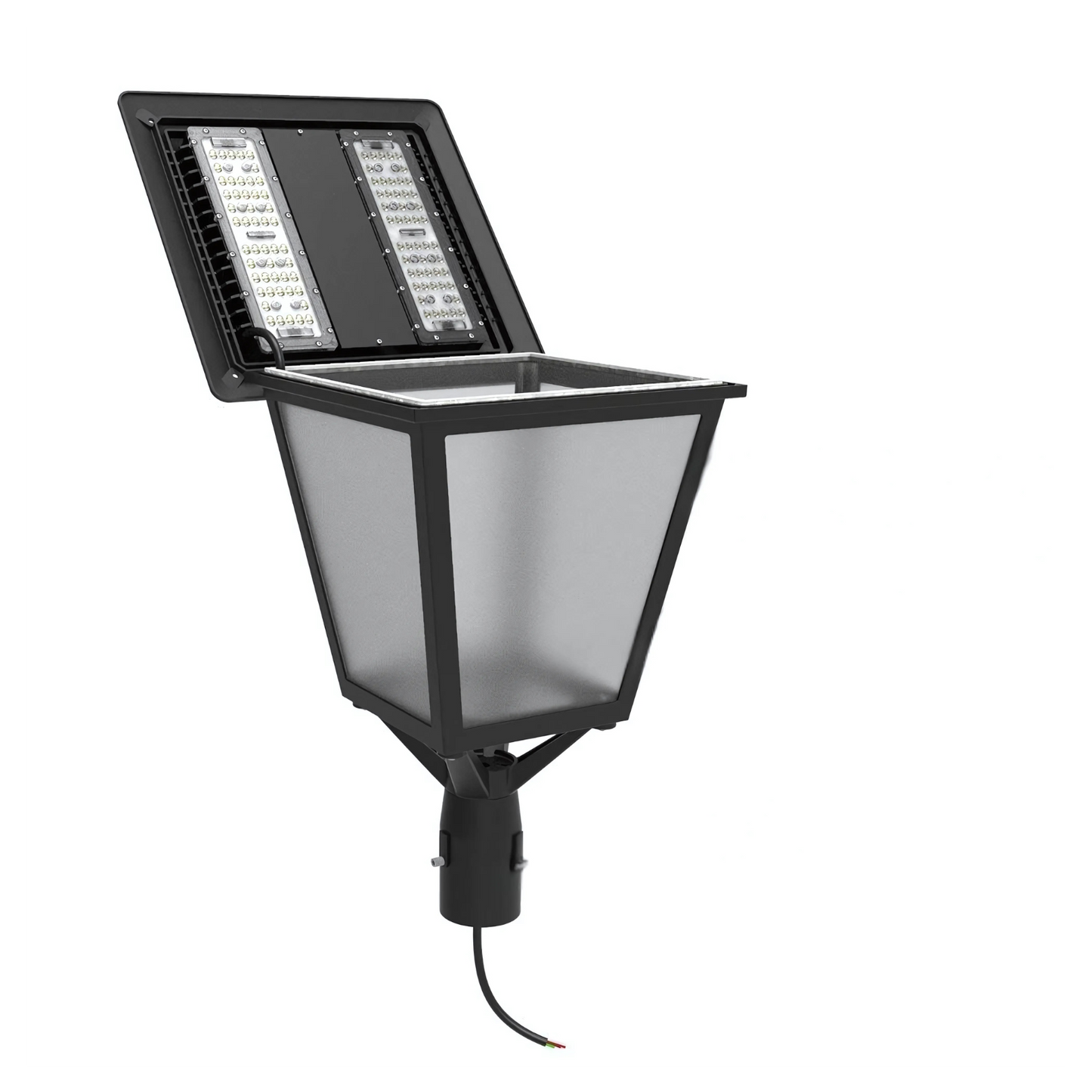 LED Post Top Light, Selectable 100W/60W/30W and CCT 3000K/4000K/5000K, 100-277 VAC, 11,000 Lumens, Frosted Lens