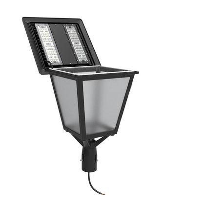 LED Post Top Light, Selectable 100W/60W/30W and CCT 3000K/4000K/5000K, 100-277 VAC, 11,000 Lumens, Frosted Lens