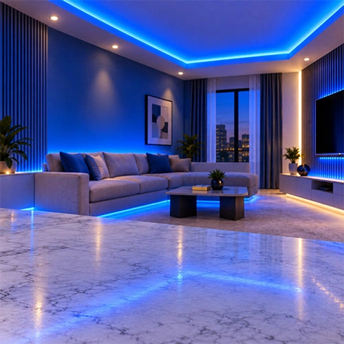 LED Tape Light - 50W - Blue - 24V - 16FT - 60W Driver - Double Layer - IP20 - UL Listed