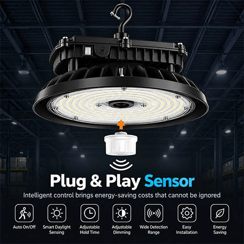 LED UFO High Bay Light - Built-in Sensor Base, Selectable 310W/270W/240W and CCT 4000K/5000K - 47,430 Lumens, 120-277 VAC - Lumens Depot