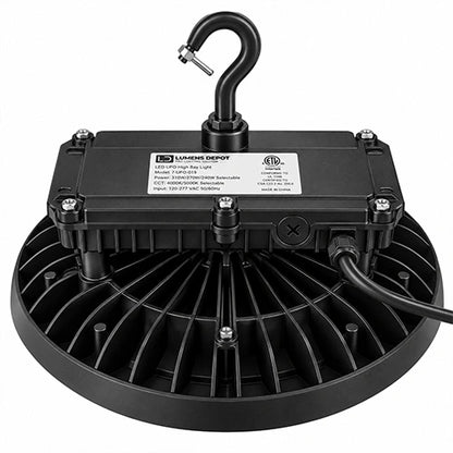LED UFO High Bay Light - Built-in Sensor Base, Selectable 310W/270W/240W and CCT 4000K/5000K - 47,430 Lumens, 120-277 VAC - Lumens Depot