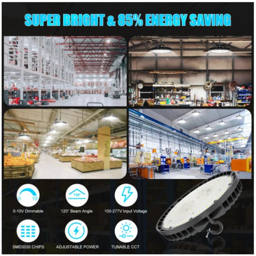 LED UFO High Bay Light, 240W, 5000K, 33,600 Lumens, 5000K, 100-277 VAC