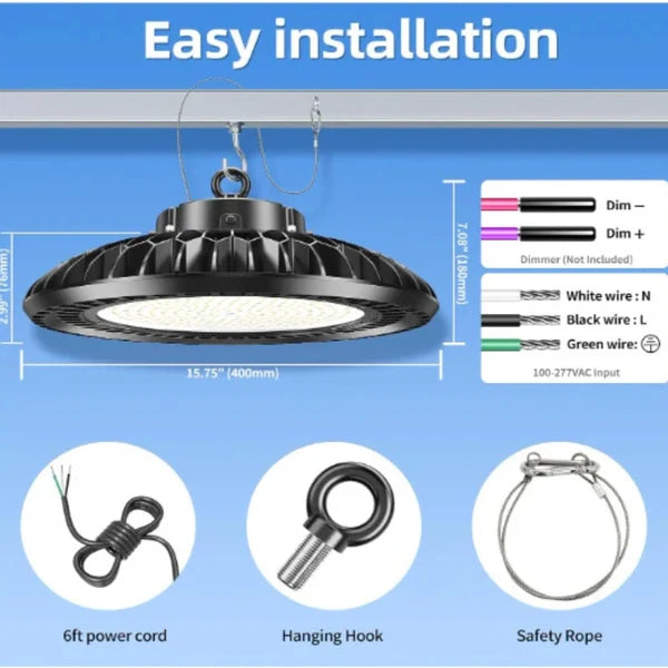 LED UFO High Bay Light, 150W, CCT 5000K, 22,500 Lumens, 100-277 VAC