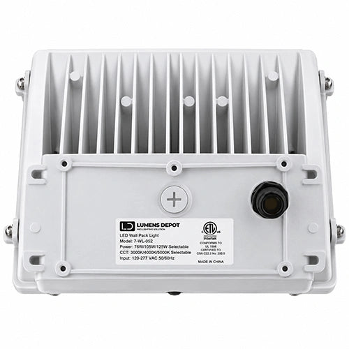 LED Wall Pack Light Built-in Photocell,- Selectable 76W/105W/125W and CCT 3000K-5000K , 18,750 Lumens, 120-277 VAC