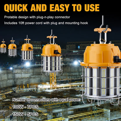 LED Work Light, 150W, 5000K, 22,500 Lumens, 100-277 VAC