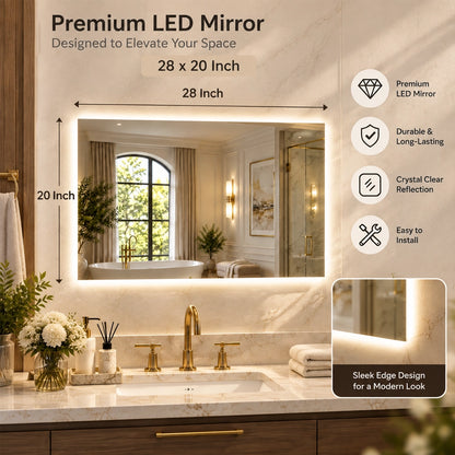 LED Backlit Bathroom Mirror with Adjustable Color & Anti-Fog Function