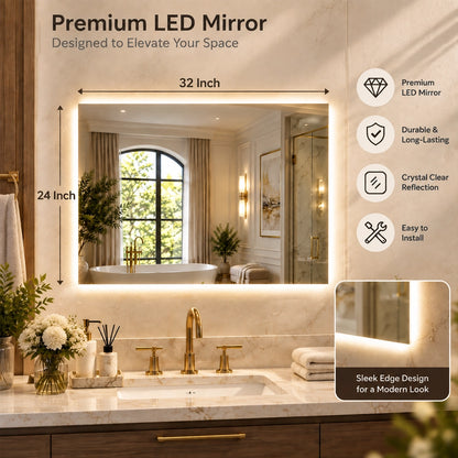 LED Backlit Bathroom Mirror with Adjustable Color & Anti-Fog Function