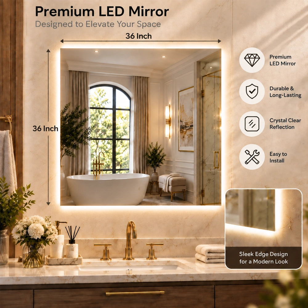 LED Backlit Bathroom Mirror with Adjustable Color & Anti-Fog Function