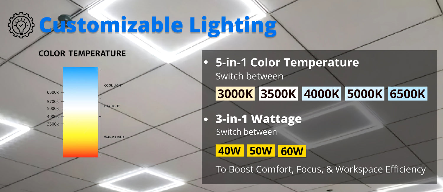 Led Frame Lights Loading LED Frame Light - 40W-60W Power, 2x4, 5CCT Selectable 3000K-6500K