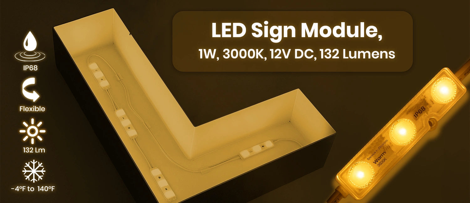Led Signage Module Sg LED Signage Modules, 1W, 3000K, 12V DC, 132 Lumens | Lumens Depot