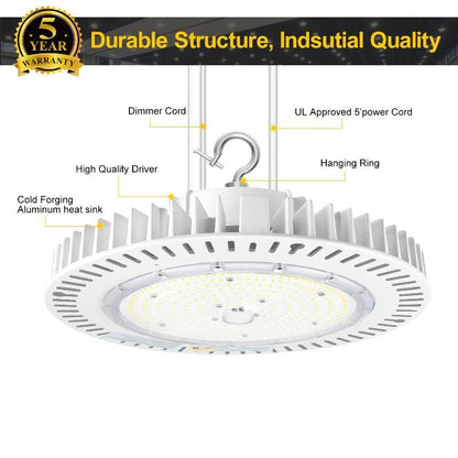 LED UFO High Bay Light, 200W, CCT 5000K, 28000 Lumens, 100-277 VAC - Lumens Depot