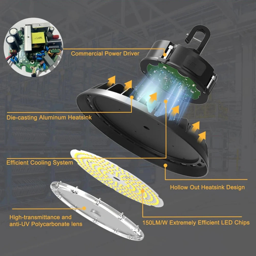 LED UFO High Bay Light, 240W, 36,000 Lumens, 5000K, 100-277 VAC
