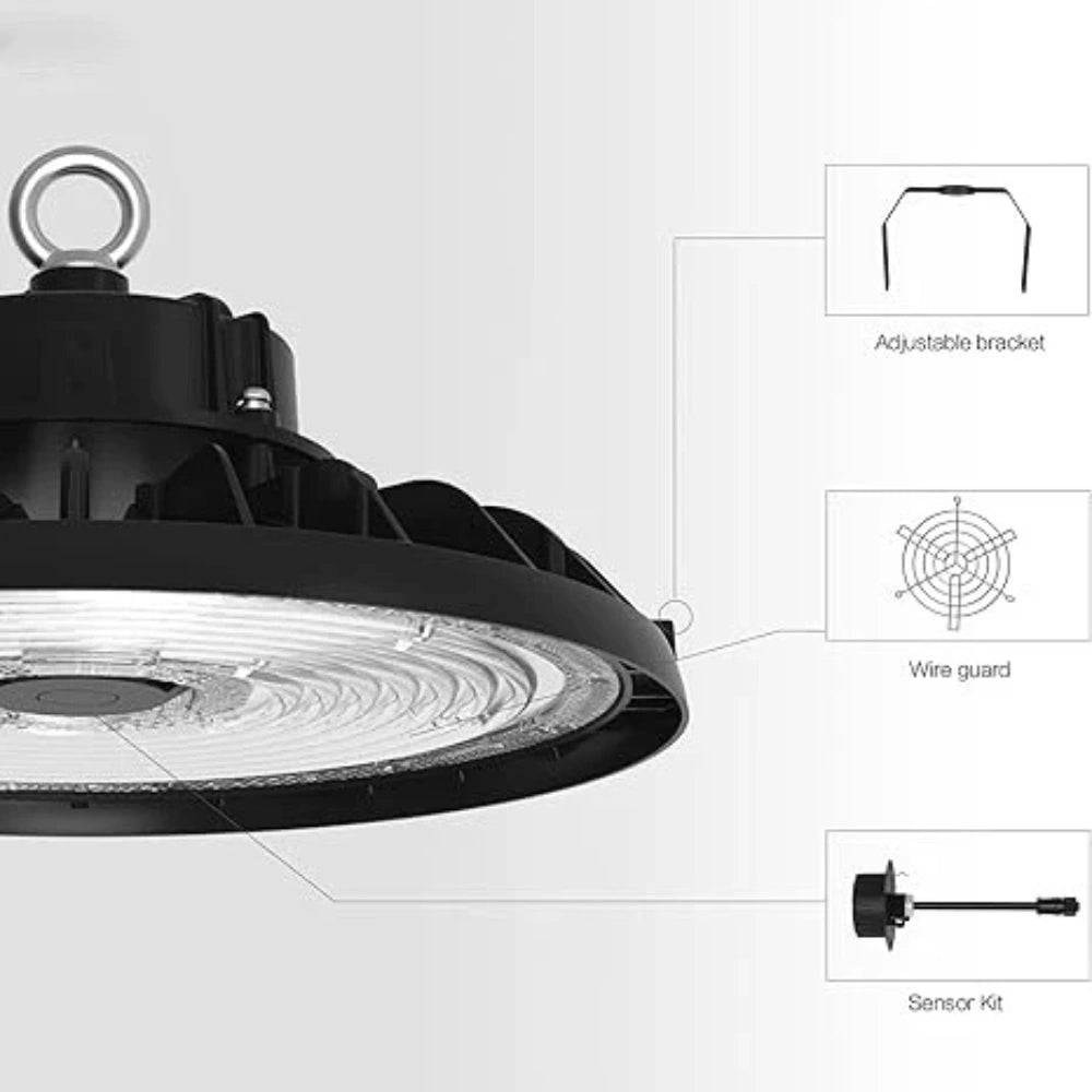 LED UFO High Bay Light, Selectable 150W/120W/100W, and CCT, 22,500 Lumens, 120-277 VAC