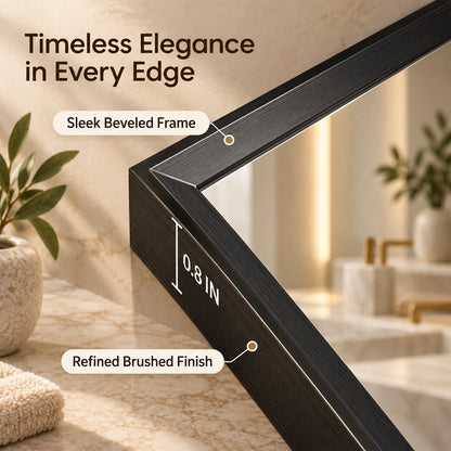 Matte Black Beveled Metal Frame Mirror – Rectangular Wall Mirror