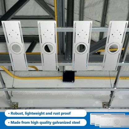 New Construction Mounting Plate for 4”/6”/8” Canless Downlights, Slim Downlight Rough-In Plate with Notches, Durable Metal Light Mounting Plate