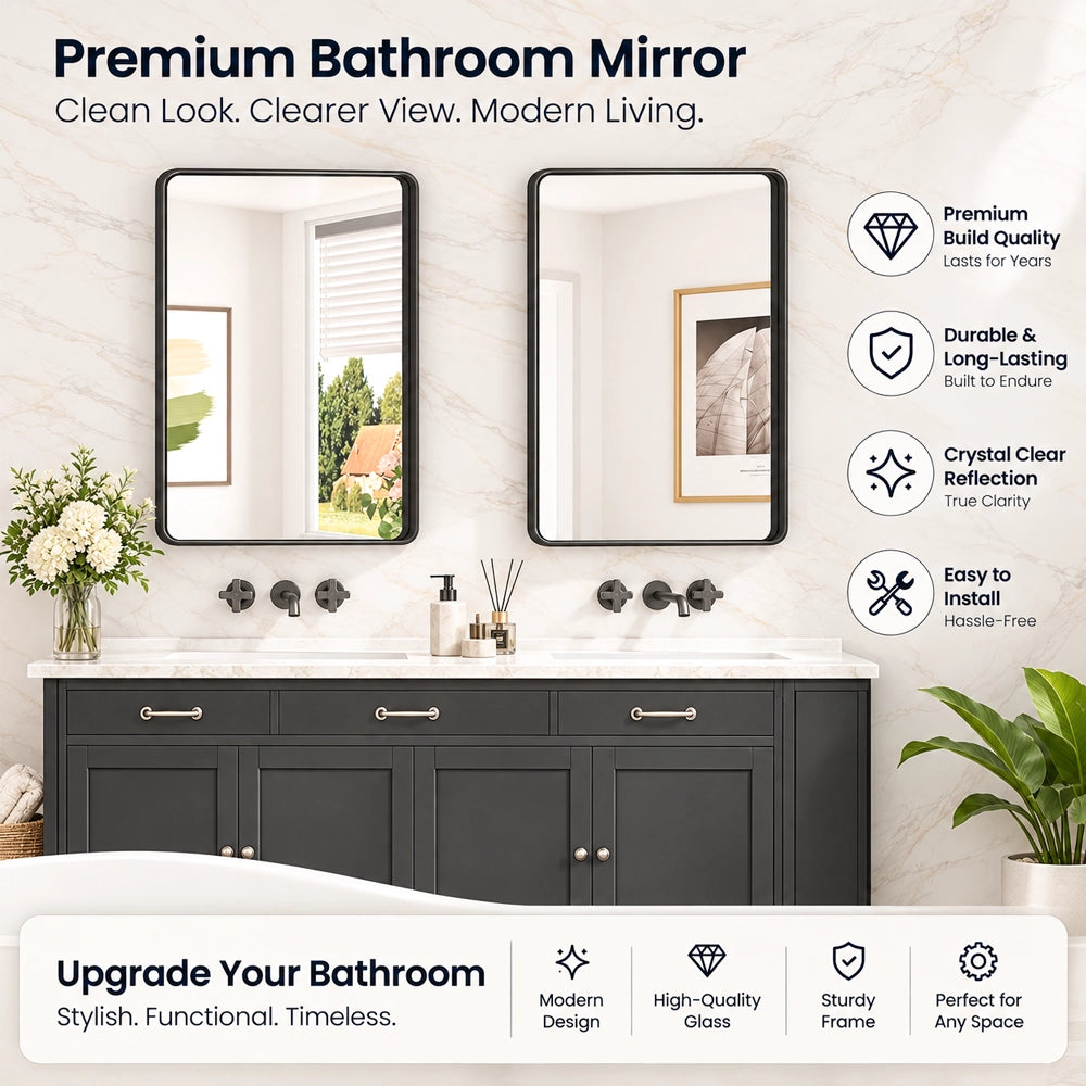 Nickel Hard Corner Metal Frame Mirror With Thin Frame