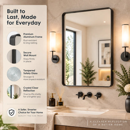Nickel Hard Corner Metal Frame Mirror With Thin Frame