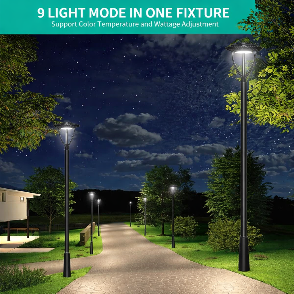 LED Post Top Light, 150W/120W/100W and CCT, 100-277 VAC, 21000 Lumens - Lumens Depot