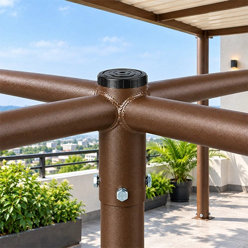 Quad 90 Degree Horizontal Tenon Adapter with 2 3/8'' Horizontal Tenon, Fit for 2.36'' round pole, Dark Brone Color - Lumens Depot