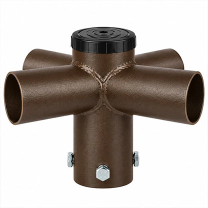 Quad 90 Degree Horizontal Tenon Adapter with 2 3/8'' Horizontal Tenon, Fit for 2.36'' round pole, Dark Brone Color - Lumens Depot