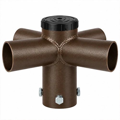 Quad 90 Degree Horizontal Tenon Adapter with 2 3/8'' Horizontal Tenon, Fit for 2.36'' round pole, Dark Brone Color