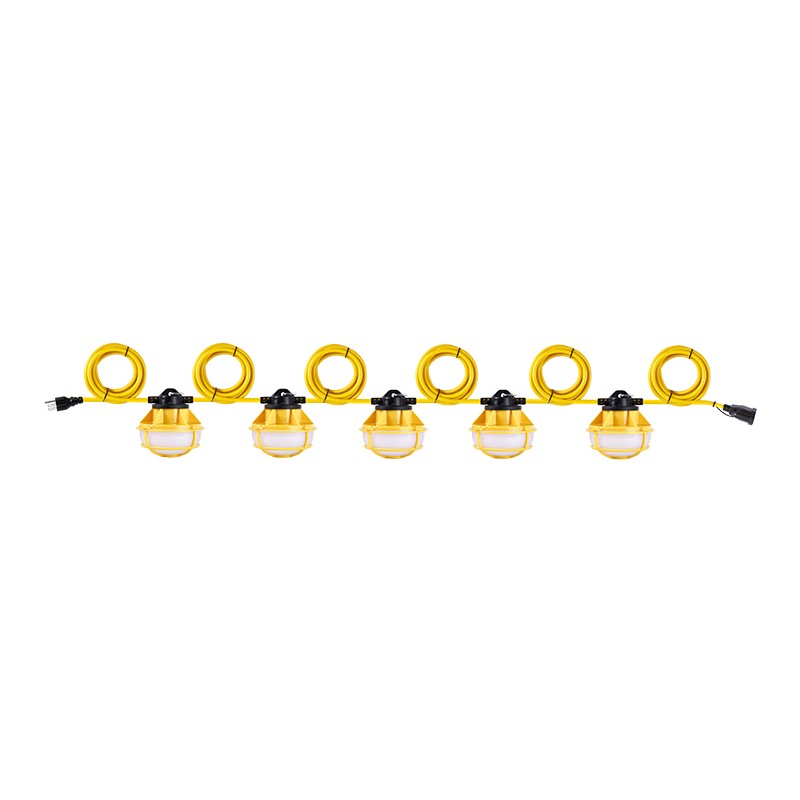 String Work Light - Round Design, 65W, 5000K, 8,000 lumens, 120 VAC, Max. Linkable qty. 6pcs