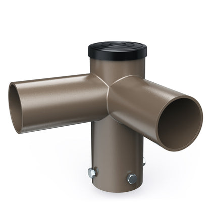 Double 90 Degree Horizontal Tenon Adapter with 2 3/8'' Horizontal Tenon, Fit for 60mm round pole, Dark Brone Color