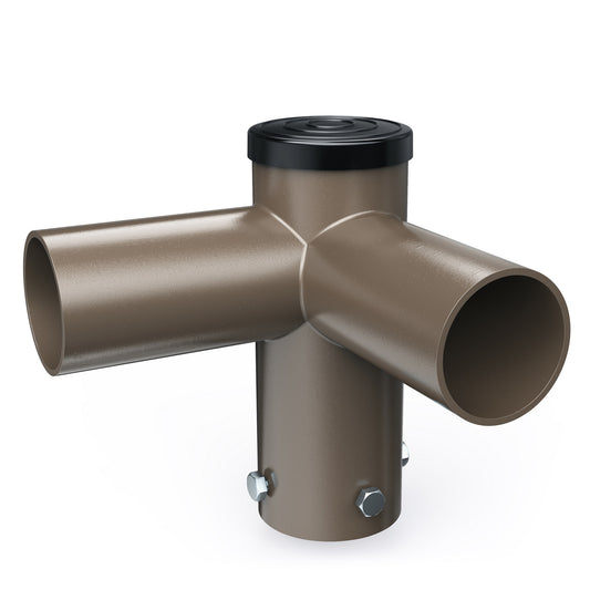 Double 90 Degree Horizontal Tenon Adapter with 2 3/8'' Horizontal Tenon, Fit for 60mm round pole, Dark Brone Color