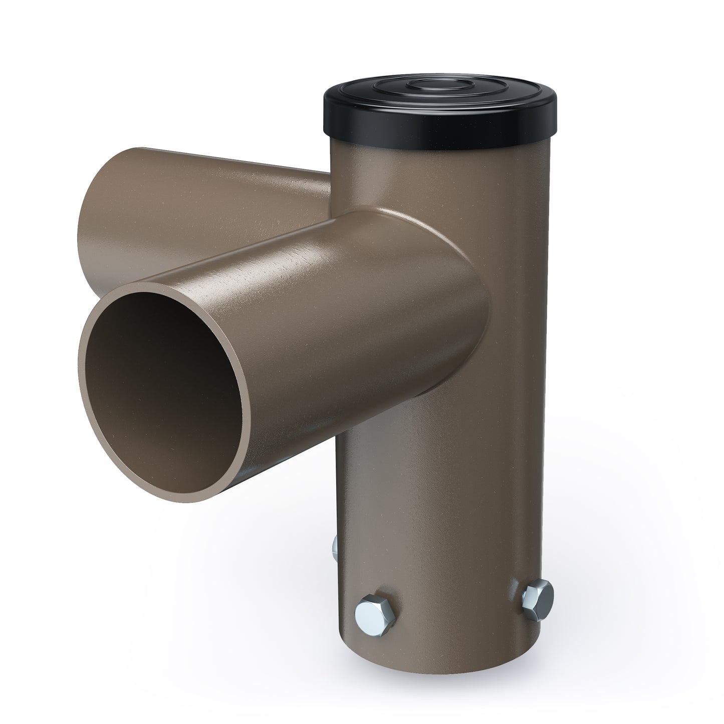 Double 90 Degree Horizontal Tenon Adapter with 2 3/8'' Horizontal Tenon, Fit for 60mm round pole, Dark Brone Color