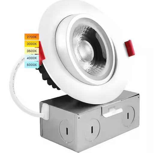 4-Inch Adjustable Swivel Canless Recessed Downlight with 5CCT Selector