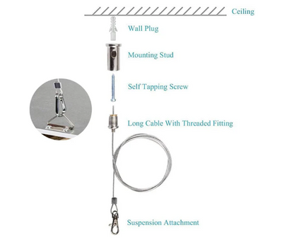 5ft Suspension Cable Kit for Panel, Troffer, Linear, and Shop Lights (Set of 4) - Lumens Depot