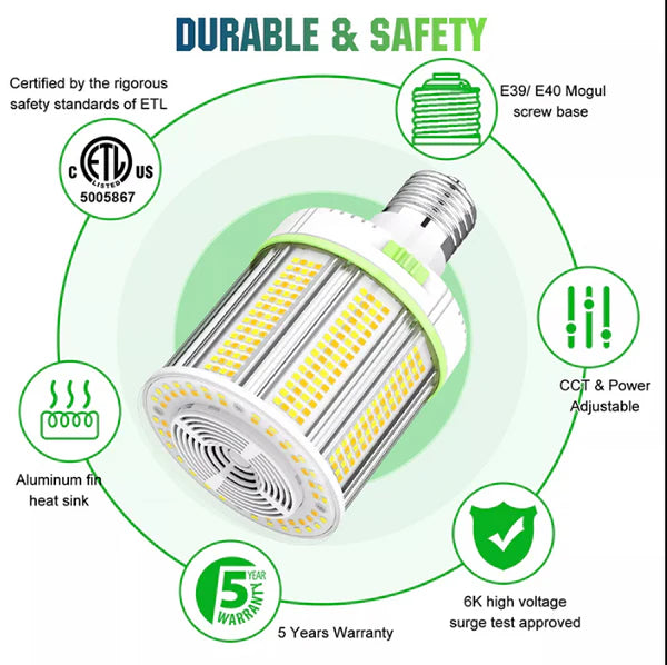 LED Corn Bulb, 120W, 16800 Lumens, 5000K, E39 Base, 100-277 VAC - Lumens Depot