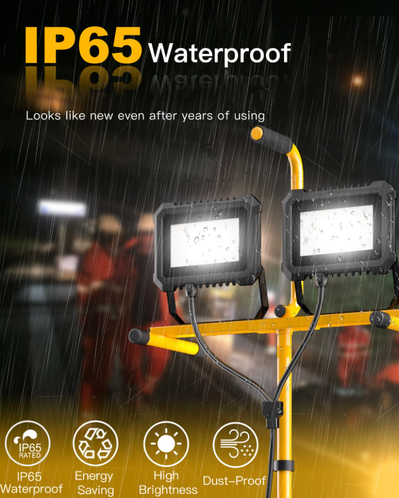 LED Tripod Work Light, 40W*2, 5000K, 10,000 Lumens