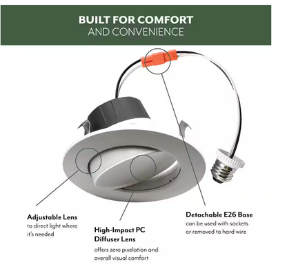 4" Adjustable Gimbal Retrofit, 8W, 700LM, 90+ CRI