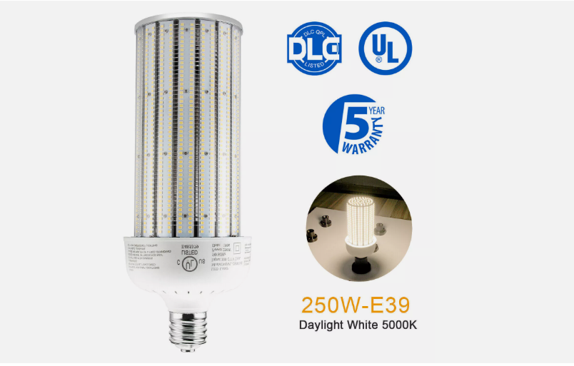 250W LED Corn Light 6300K E39 100-277VAC, No PC Cover – 37,500LM, Replaces 1000W MH/HPS/HID/CFL - Lumens Depot
