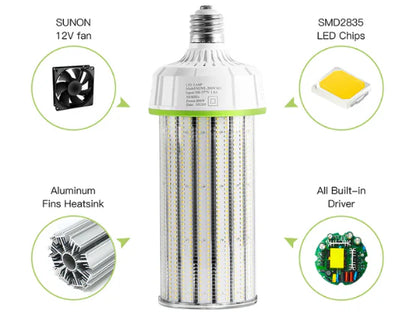 LED Corn Bulb, 80W, 11,200 lumens, 5000K, E26/E39 Base, 100-277 VAC - Lumens Depot