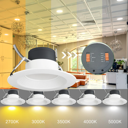 10" LED Recessed Commercial Downlight, 40W/30W/20W, 5CCT Tunable (Max 5000K), 120-347VAC, 0-10V Dimmable - Lumens Depot