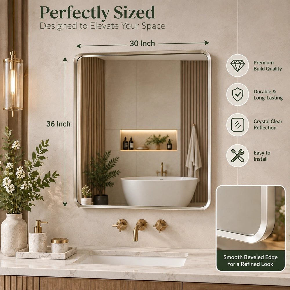 Silver Hard Corner Metal Frame Mirror – Thin Frame Wall Mirror