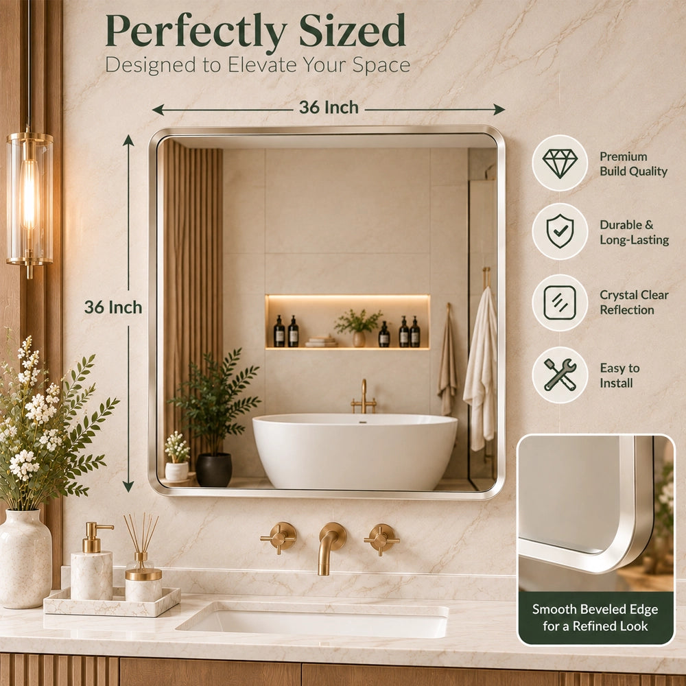 Silver Hard Corner Metal Frame Mirror – Thin Frame Wall Mirror