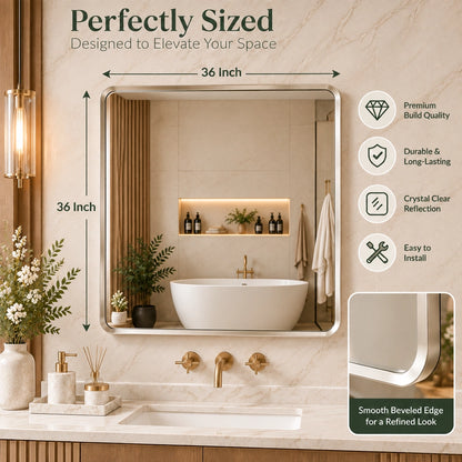 Silver Hard Corner Metal Frame Mirror – Thin Frame Wall Mirror