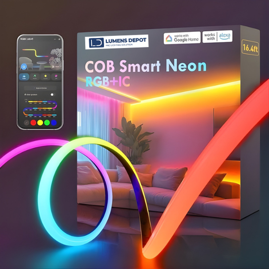 Smart LED Strip Light COB Neon 24V-Segment Colors, Voice Control with Alexa, Google Assistant
