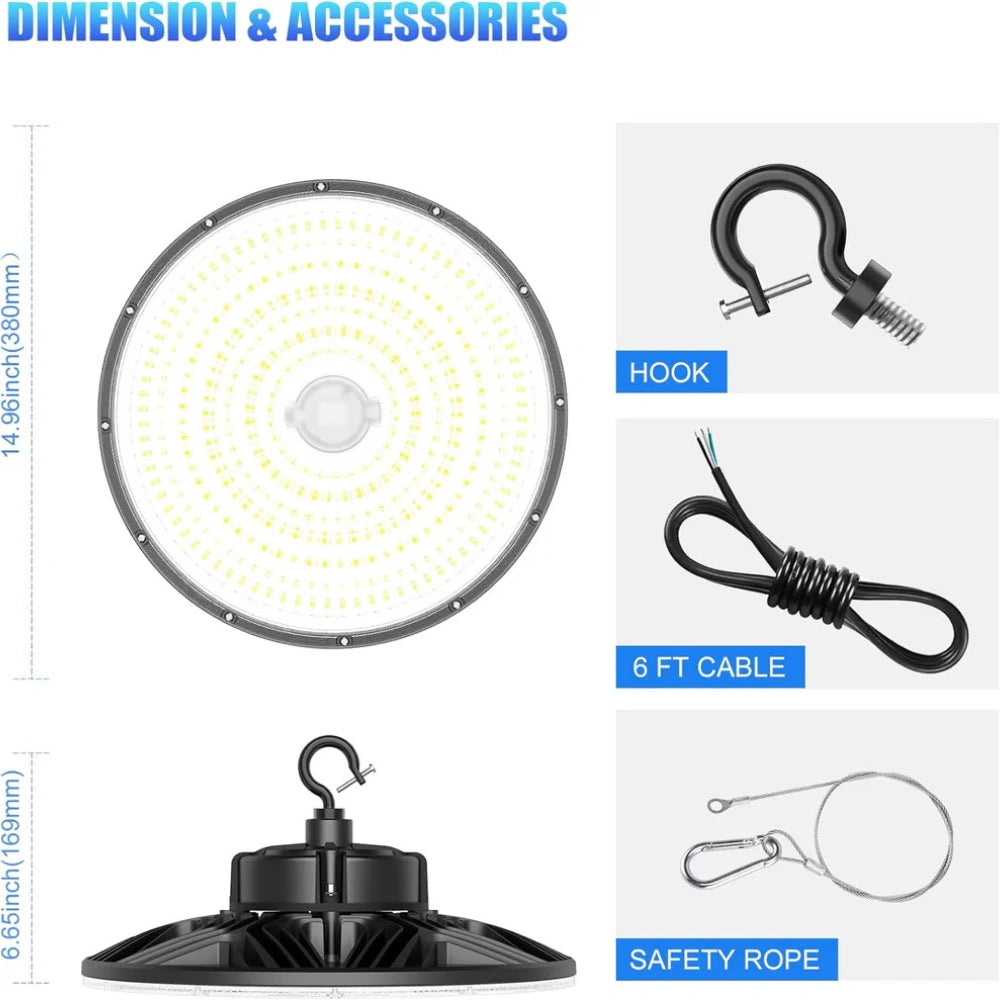 UFO LED High Bay Light, 150W, 5000K, 22,500 Lumens, 100-277 VAC