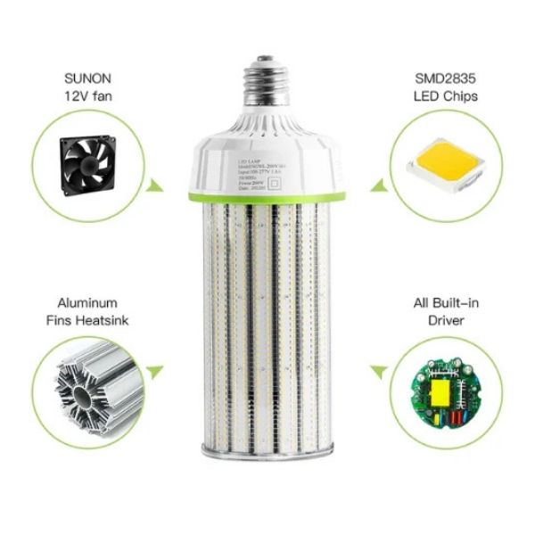 LED Corn Bulb, 80W, 12,000 lumens, 5000K, E39 Base, 277-480 VAC - Lumens Depot