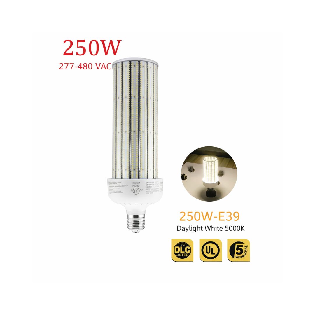 LED Corn Bulb, 250W, 37,500 lumens, 5000K, E39 Mogul Base, 277-480 VAC - Lumens Depot
