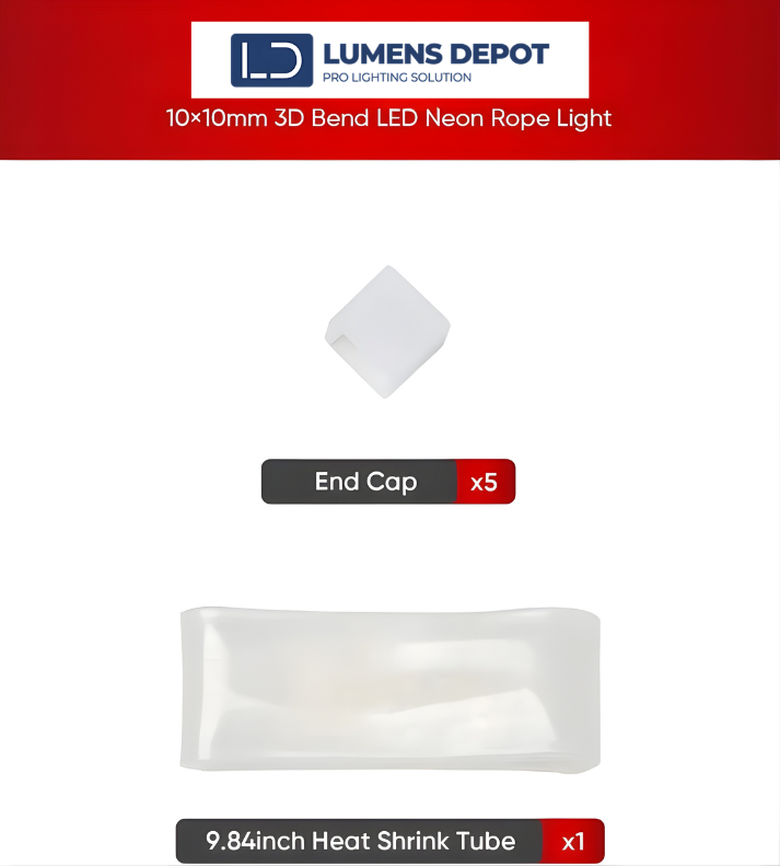 Waterproof End Cap Kit for 3D Bend LED Neon Rope Lights – 10x10mm Compatible - Lumens Depot