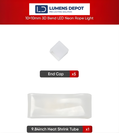 Waterproof End Cap Kit for 3D Bend LED Neon Rope Lights – 10x10mm Compatible - Lumens Depot