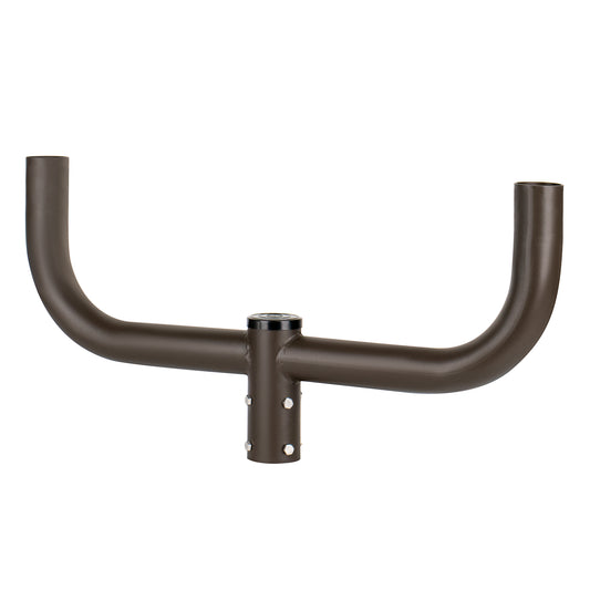 Long 180 Degree Double Bullhorn with 2-3/8" Low Vertical Tenons, Fit for 2.36'' round pole, Dark Bronze Color