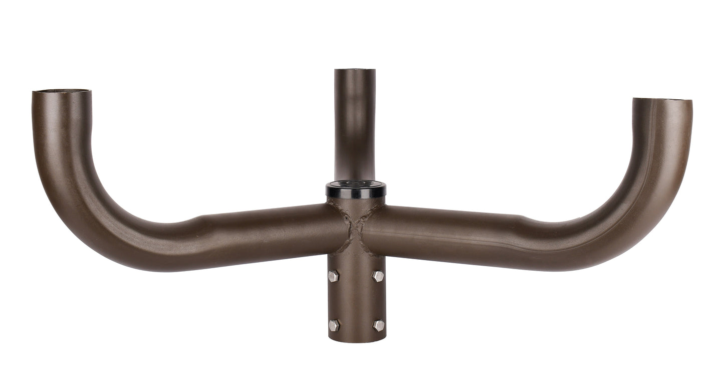 120 Degree Triple Bullhorn with 2-3/8" Tenons, Fit for 2.36'' round pole, Dark Bronze Color